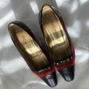 Yves Saint Laurent Black and Red Heels